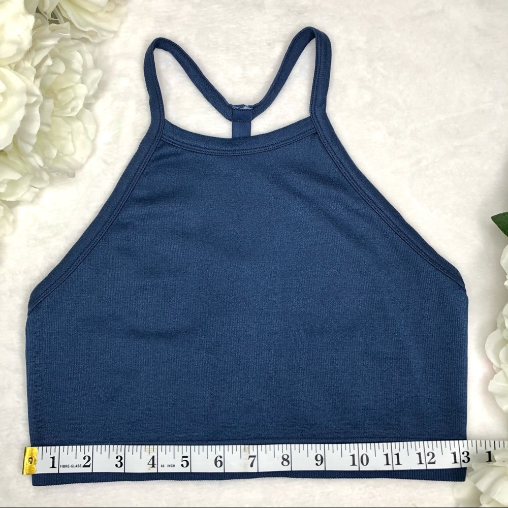 Colsie Cropped Halter Top Ribbed Cami Blue Medium M - Picture 12 of 14